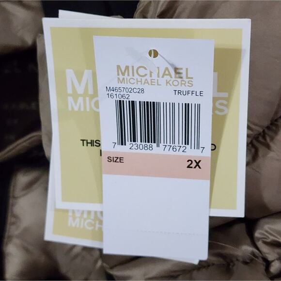 Michael Kors Truffle taupe packable long puffer Walking coat plus size 2X 3X new - Picture 13 of 14